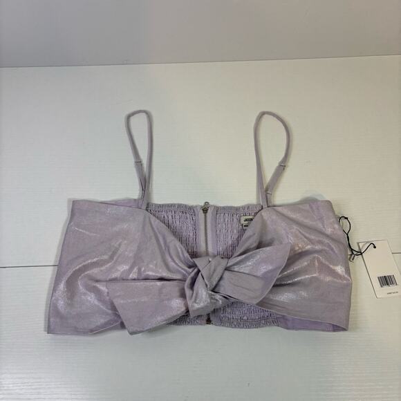 NWT Jason Wu Lavender Shimmer Crop Tie Front Bustier Top Size XL CC0555 - Picture 3 of 7